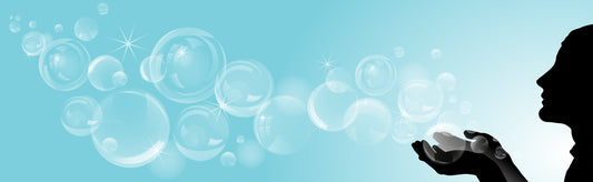 drawing of a girl releasing bubbles