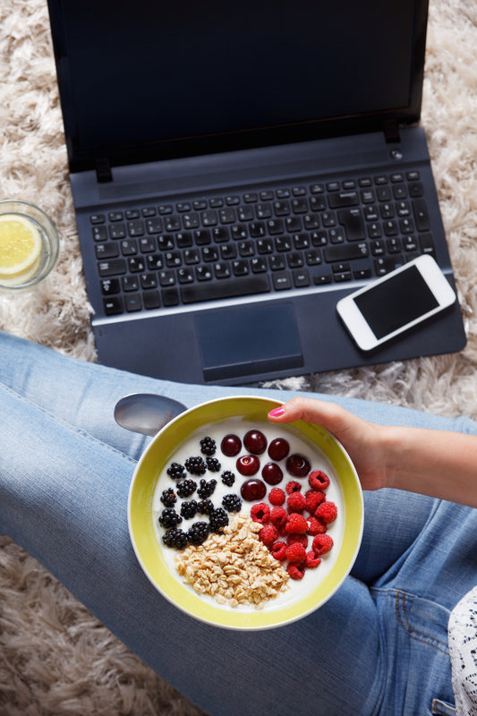 Study break snack of yogurt with fruit & granola