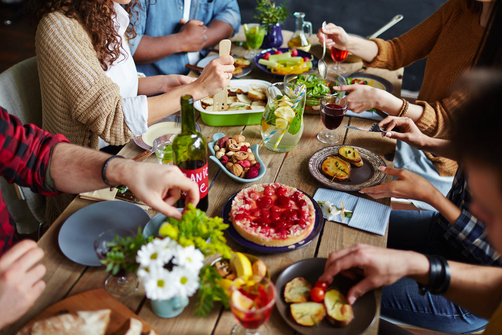 friends at a table eating