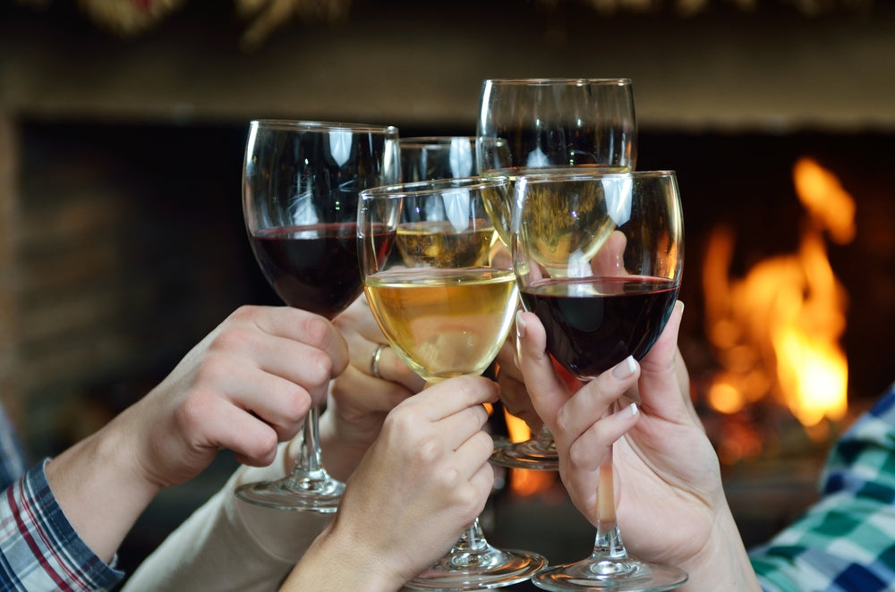 Friends toasting with glasses of wine
